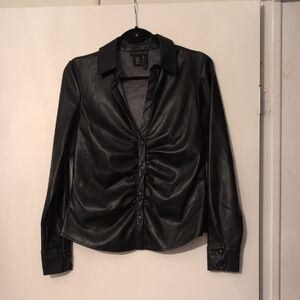 House of Harlow 1960 Black Vegan Leather Shirt